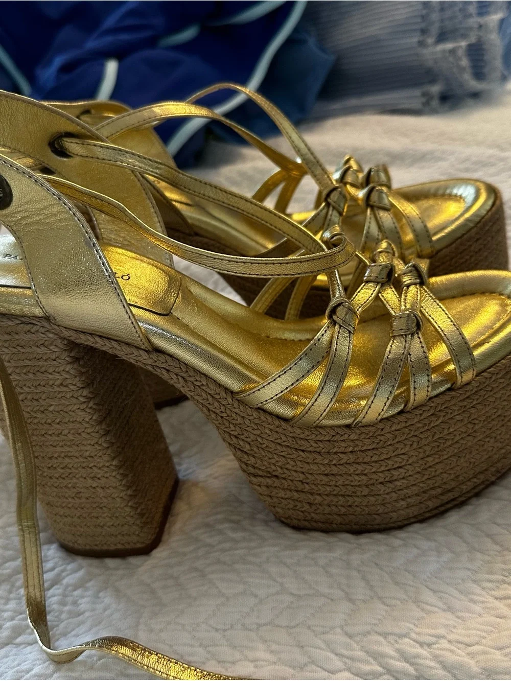 Paloma Barcelo Gold Espadrilles